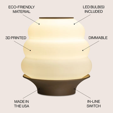 Honey Pot Minimalist Classic Plant-Based PLA 3D Printed Dimmable LED Table Lamp - JONATHAN Y